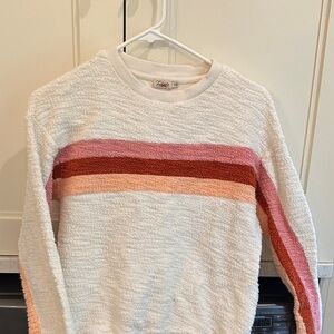 Faherty Women's sweatshirt - Cream with Pink and Red Accents